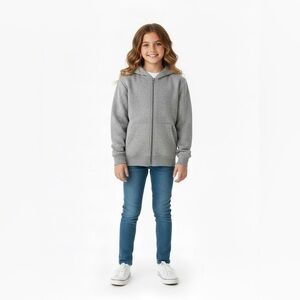 Youth Cat & Jack gray hoodie jacket sweatshirt LARGE 12 14 cotton full front zip